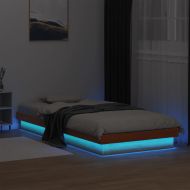 LED рамка за легло, восъчнокафяв, 75x190 см, борово дърво масив