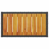 Градинска пейка 2-местна с възглавници и маса черен полиратан