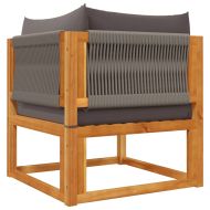 Градински комплект от 3 дивана с възглавници, дърво, акация и въже