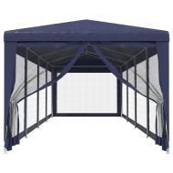 Парти палатка с 10 мрежести странични стени, синя, 3x12 м, HDPE