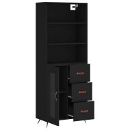 Висок шкаф, черен, 69,5x34x180 см, инженерно дърво