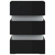 Нощно шкафче с LED, черен гланц, 45x35x67 см, инженерно дърво