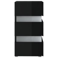 Нощно шкафче с LED, черен гланц, 45x35x67 см, инженерно дърво