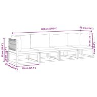 Градински комплект от 4 дивана с възглавници, дърво, акация и въже
