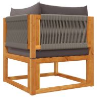 Градински комплект от 5 дивана с възглавници, дърво, акация и въже