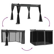 Беседка с мрежести стени, антрацит, 3x3 м, стомана