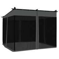 Беседка с мрежести стени, антрацит, 3x3 м, стомана