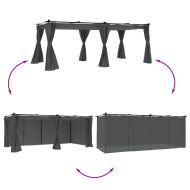 Беседка с пердета, антрацит, 6x3 м, стомана