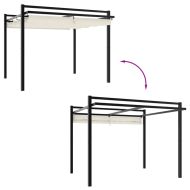 Градински навес с прибиращ се покрив, кремав, 3x3 м, алуминий