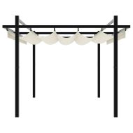 Градински навес с прибиращ се покрив, кремав, 3x3 м, алуминий