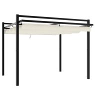 Градински навес с прибиращ се покрив, кремав, 3x3 м, алуминий