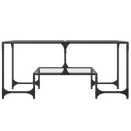 Маса за кафе с прозрачен стъклен плот 98,5x50x45 см стомана