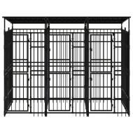 Дворна клетка за кучета с покрив, стомана, 5,53 м²