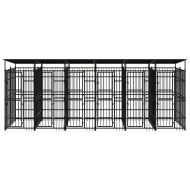 Дворна клетка за кучета с покрив, стомана, 11,06 м²