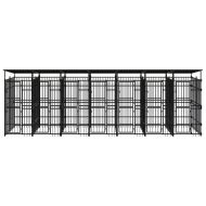 Дворна клетка за кучета с покрив, стомана, 12,9 м²