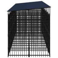 Дворна клетка за кучета с покрив, стомана, 12,9 м²