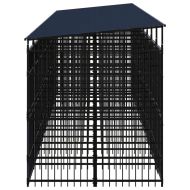 Дворна клетка за кучета с покрив, стомана, 16,59 м²