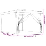 Парти палатка с 4 мрежести странични стени, синя, 3x4 м, HDPE
