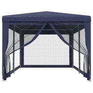 Парти палатка с 6 мрежести странични стени, синя, 3x6 м, HDPE