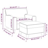 Кресло с табуретка, сиво, 60 см, изкуствена кожа