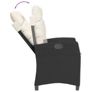 Градински комплект от 3 части с възглавници черни полиратан