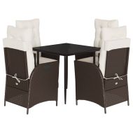 Градински комплект с възглавници 5 части кафяв полиратан