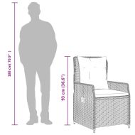 Градински комплект от 3 части с възглавници черни полиратан