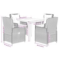 Градински трапезен комплект възглавници 5 части черен полиратан