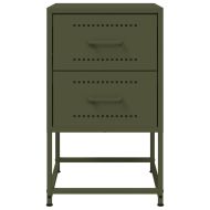 Нощно шкафче, маслиненозелено, 36x39x60,5 см, стомана