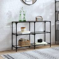 Конзолна маса с прозрачен стъклен плот 118,5x30x81 см стомана