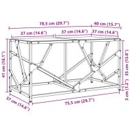 Маса за кафе с черен стъклен плот 78,5x40x41 см стомана