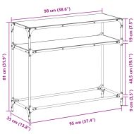 Конзолна маса с черен стъклен плот 98x35x81 см стомана