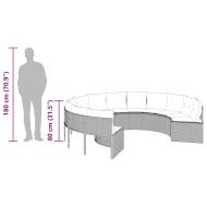 Градински диван с възглавници, кръгъл, черен полиратан