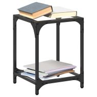 Маса за кафе с прозрачен стъклен плот 30x30x40 см стомана