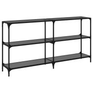 Конзолна маса с черен стъклен плот 158,5x30x81 см стомана