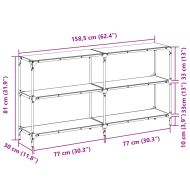 Конзолна маса с черен стъклен плот 158,5x30x81 см стомана