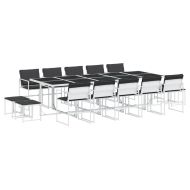 Градински комплект от 15 части, с възглавници, бял, текстилен