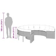 Градински диван с възглавници, кръгъл, черен полиратан