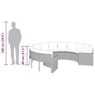 Градински диван с възглавници, кръгъл, бежов полиратан