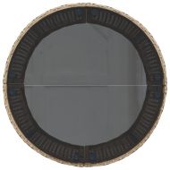 Градински диван с маса и възглавници полукръгъл бежов полиратан