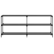 Конзолна маса с черен стъклен плот 194,5x30x81 см стомана