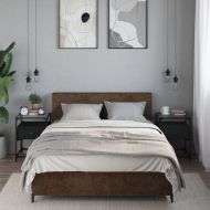 Нощни шкафчета, 2 бр, черни, 40x40x55 см, инженерно дърво