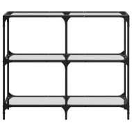Конзолна маса с прозрачен стъклен плот 98x30x81 см стомана