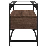 ТВ шкаф със стъклен плот кафяв дъб 80x35x51 см инженерно дърво