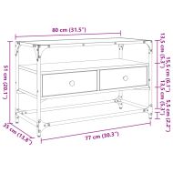ТВ шкаф със стъклен плот кафяв дъб 80x35x51 см инженерно дърво