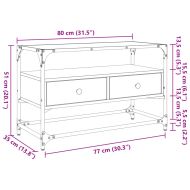 ТВ шкаф със стъклен плот опушен дъб 80x35x51 см инженерно дърво