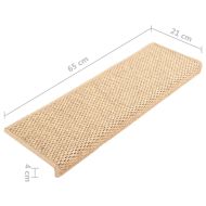 Стелки за стълби, вид сизал, 15 бр, 65x21x4 см, светлобежови