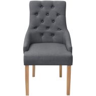 Трапезни столове, 6 бр, тъмносиви, текстил