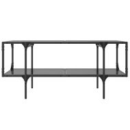 Маса за кафе с черен стъклен плот 98,5x50x45 см стомана