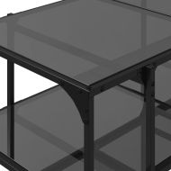 Маса за кафе с черен стъклен плот 98,5x50x45 см стомана